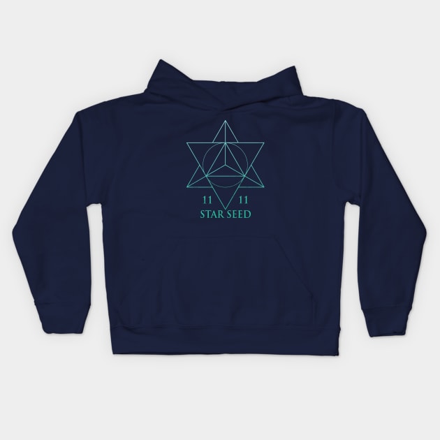 Starseed Tetrahedron Sacred Geometry 11:11 Kids Hoodie by LadyMoldavite